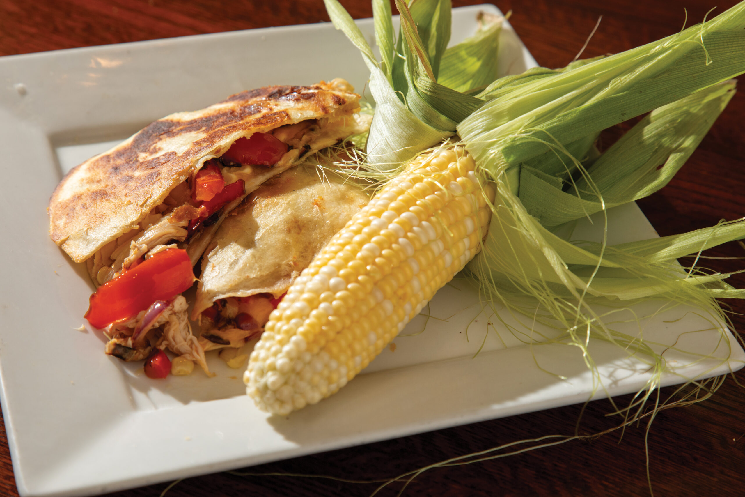 Jasper’s Chicken Quesadilla with Andy’s Corn