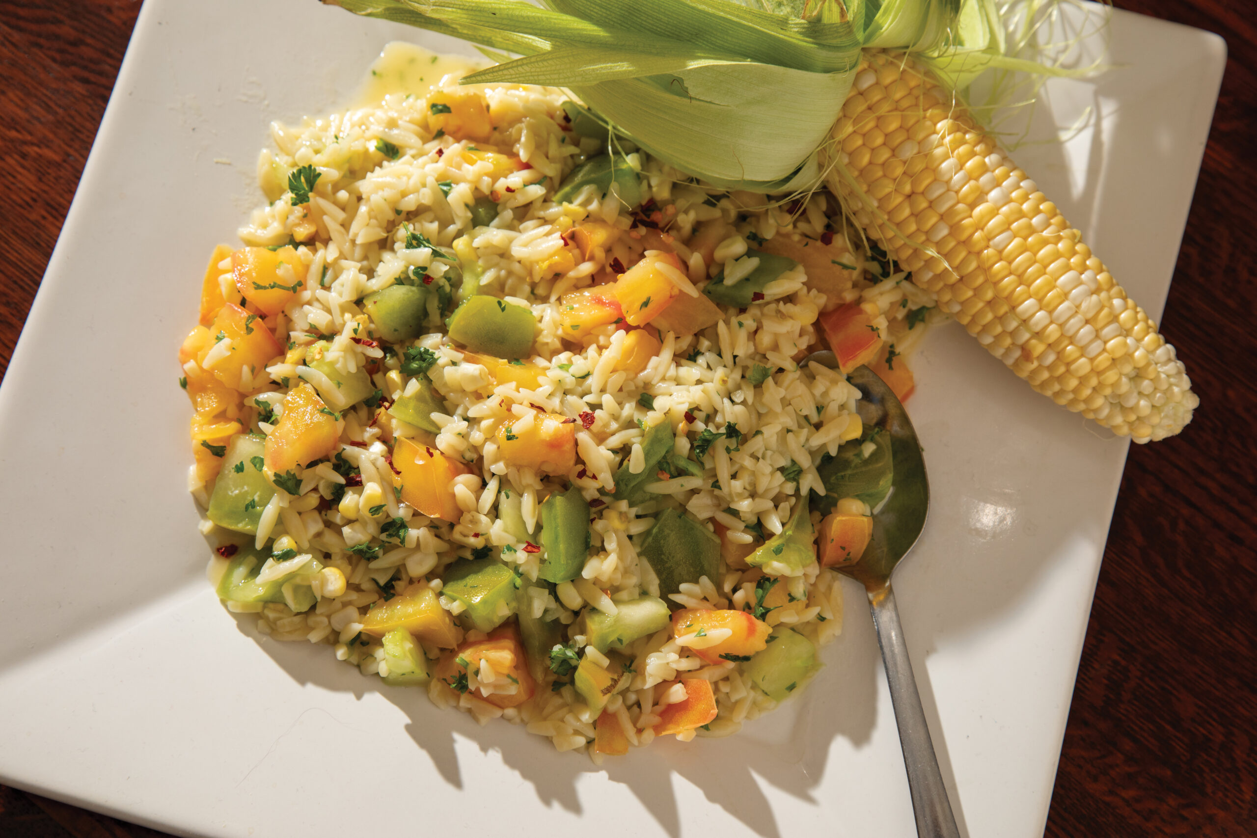 Jasper’s Heirloom Tomatoes with Andy’s Corn Orzo