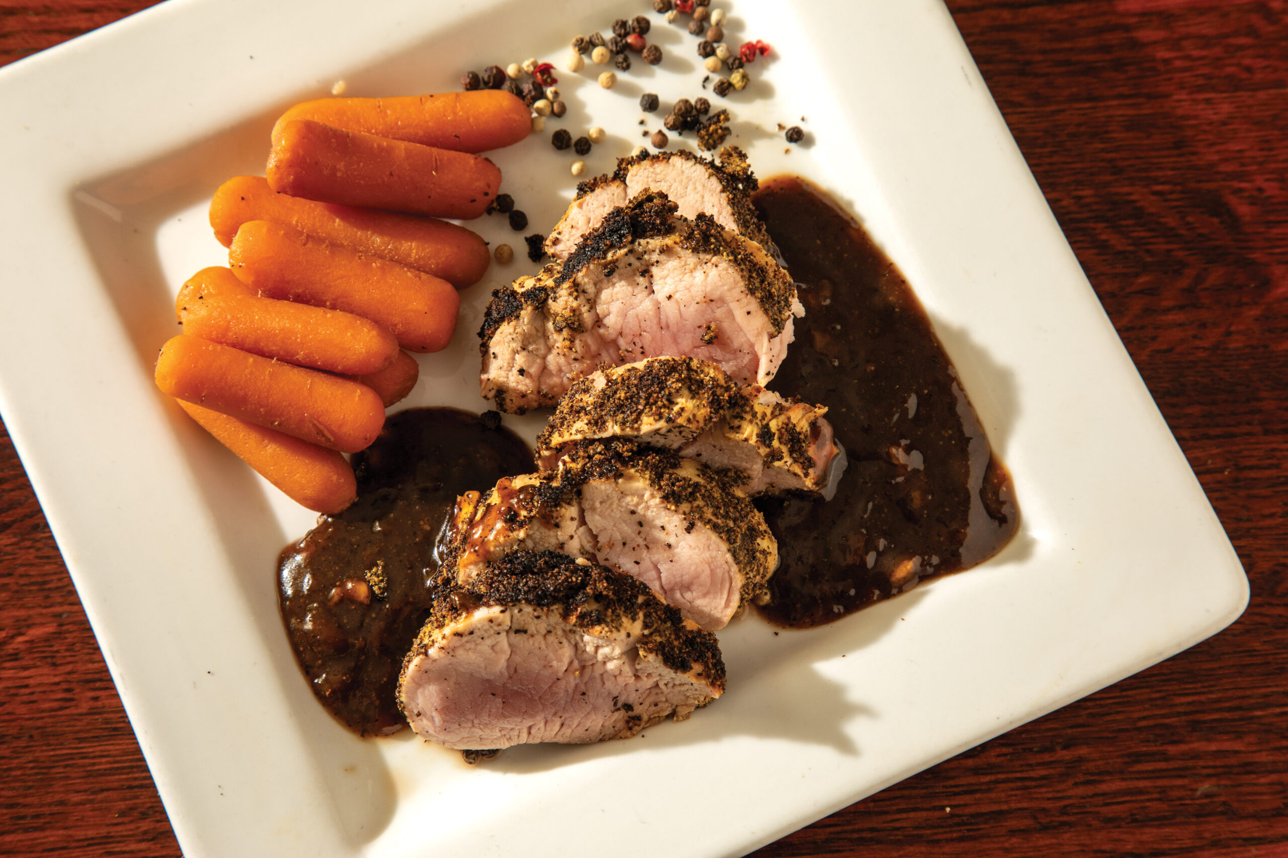 Jasper’s Peppered Pork Tenderloin & Orange Brandy Sauce