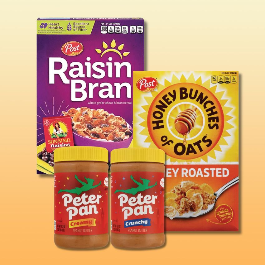 Post Honey Bunches of Oats, Raisin Bran Cereal or Peter Pan Peanut Butter